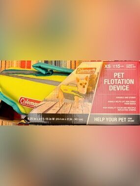 Coleman Bright Yellow and Teal Dog Life Jacket